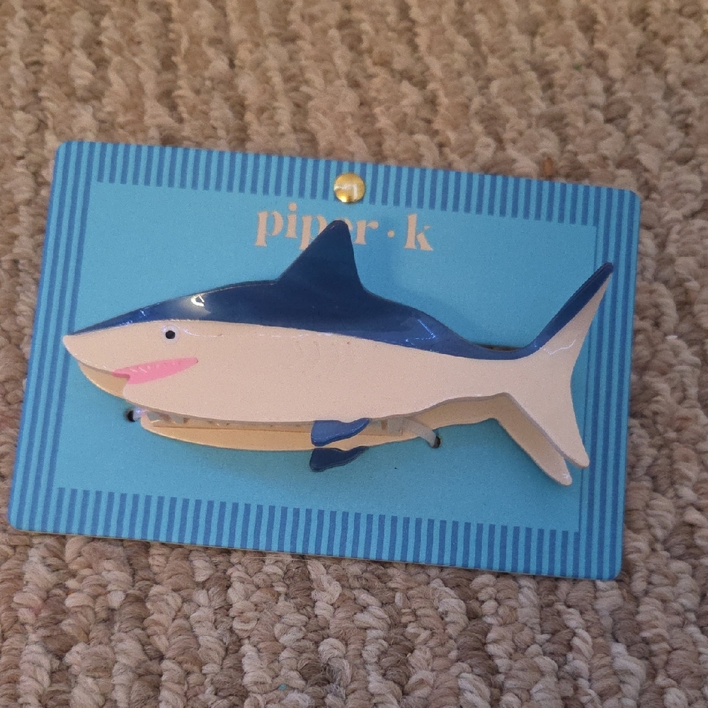 Piper Blue and White Shark Hair Clip